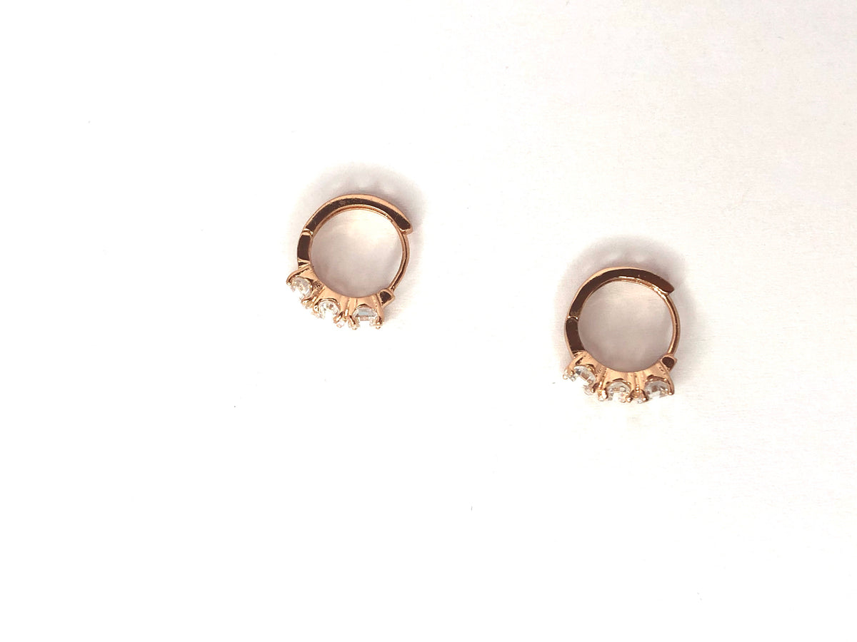 Rose Gold Crystal Hoops