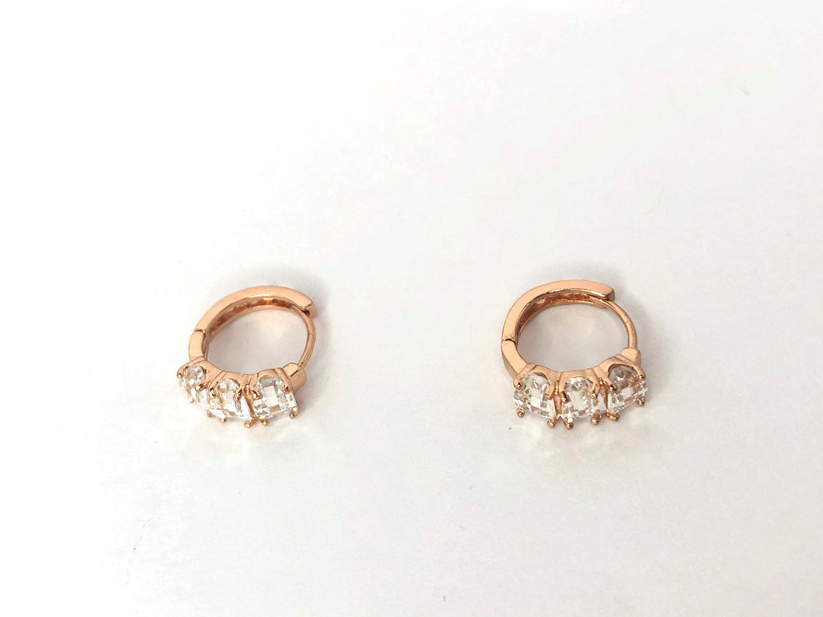 Rose Gold Crystal Hoops