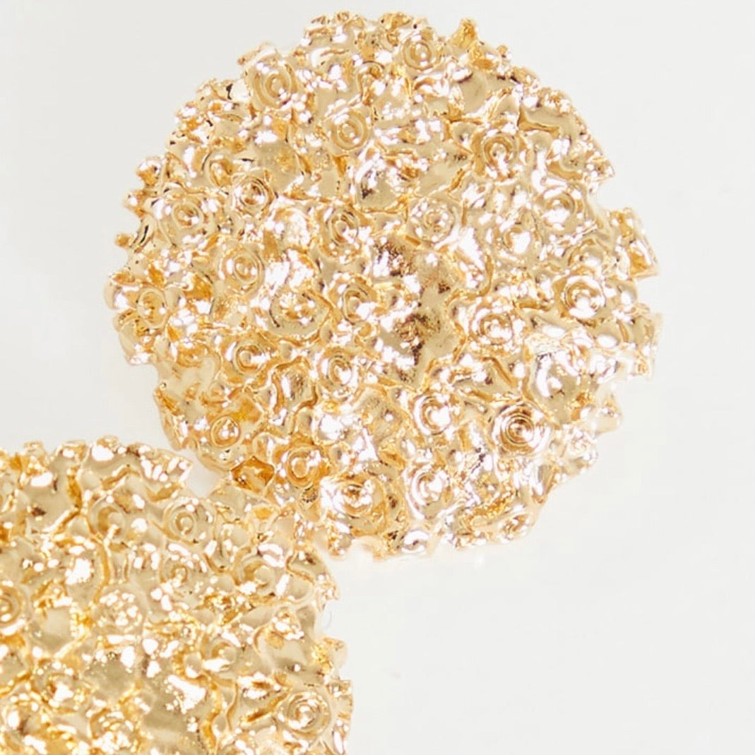 Gold Texture Stud Earrings