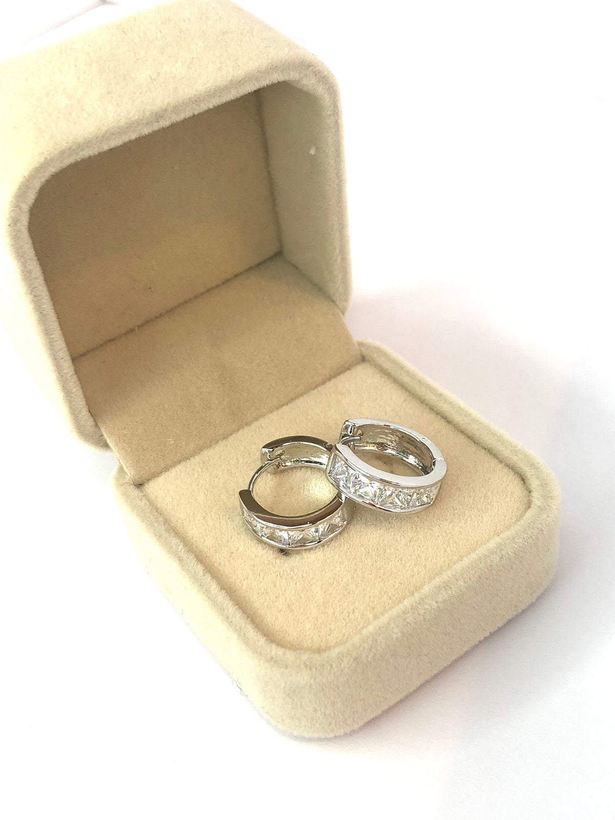 Silver Diamond Hoops