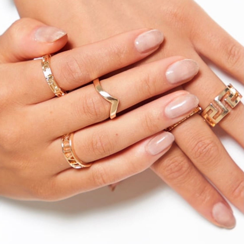 Gold Roman Numerals Ring Set