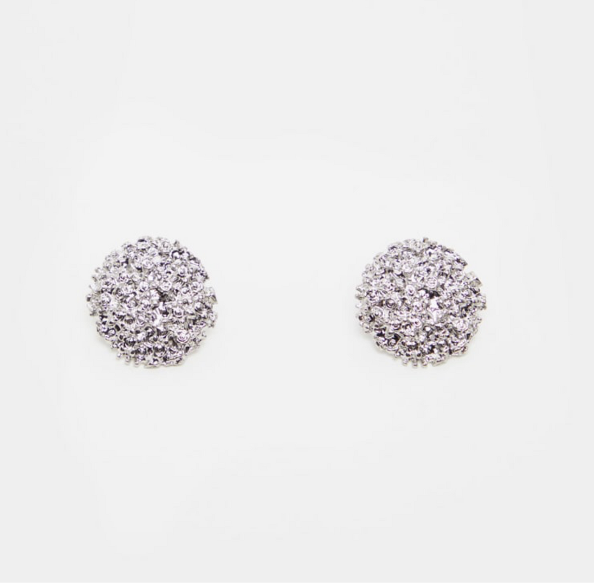 Silver Texture Circle Stud Earrings