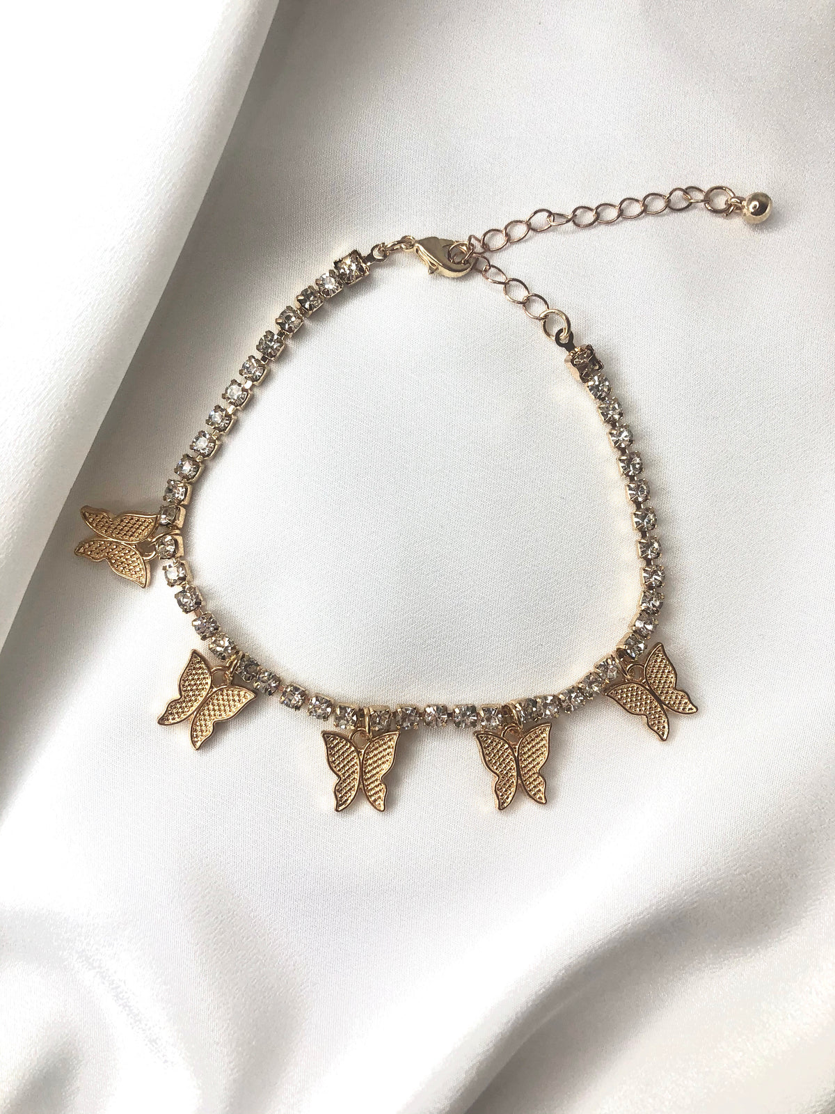 Gold Butterfly Diamond Anklet