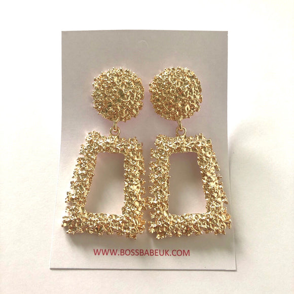Light Gold Textured Triangular Drop Earrings