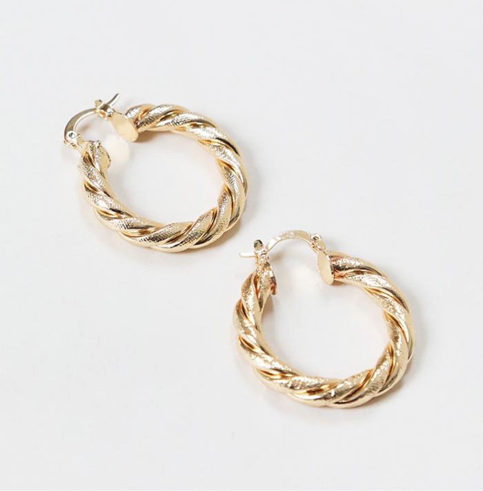 Gold Rope Twist Earrings