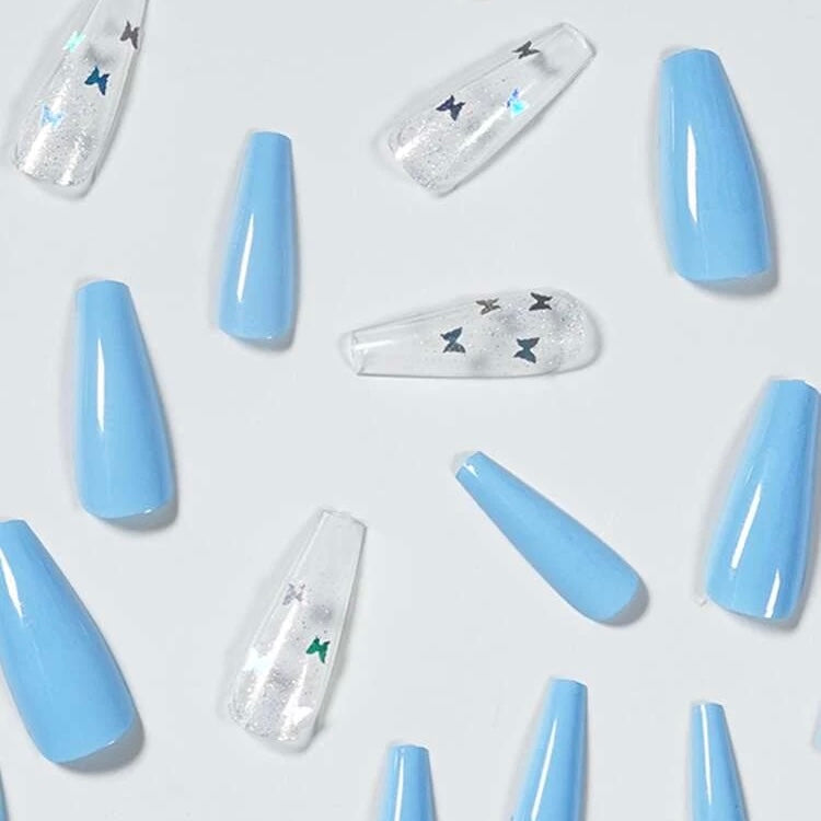 Butterfly Sky Coffin Nails