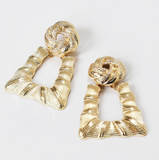 Gold Bamboo Triangular Earrings