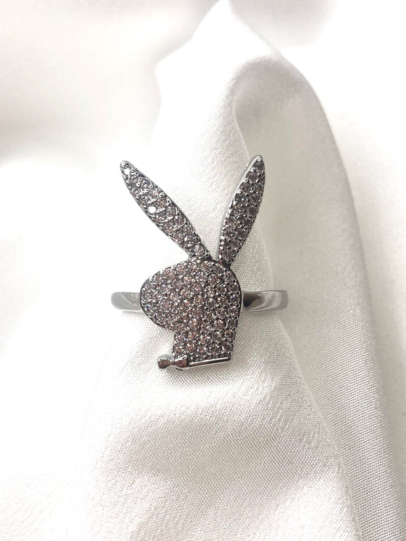 Silver Bunny Diamond Ring