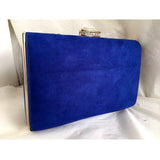 Royal Blue Velvet Diamond Buckle Clutch Bag