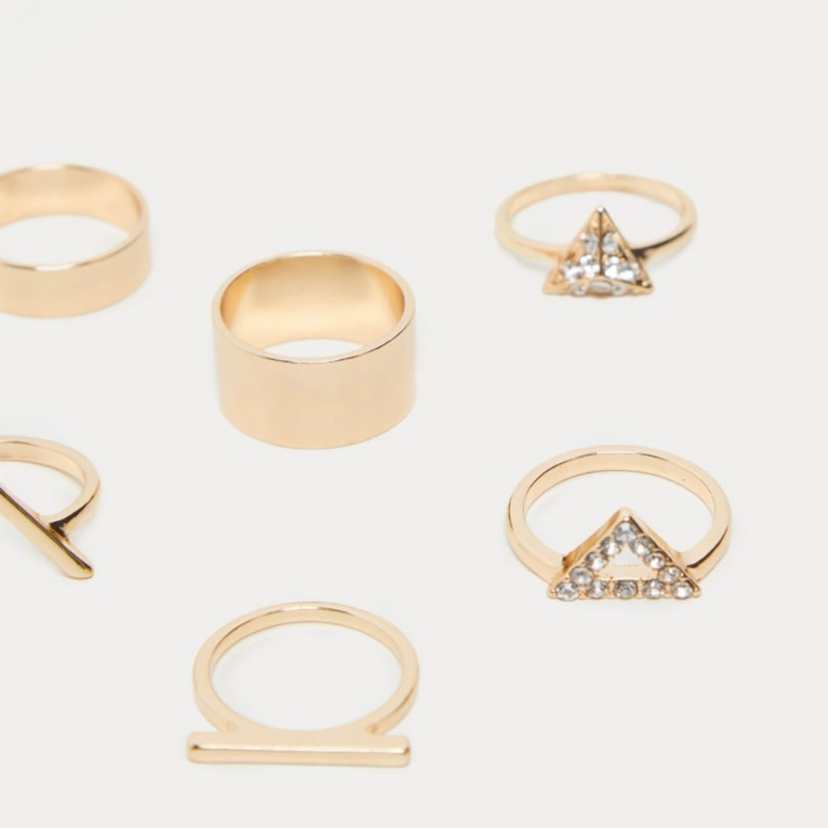 Gold V Diamanté Multi Ring Set