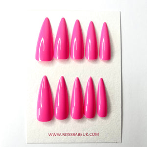Hot Pink Stiletto Nails