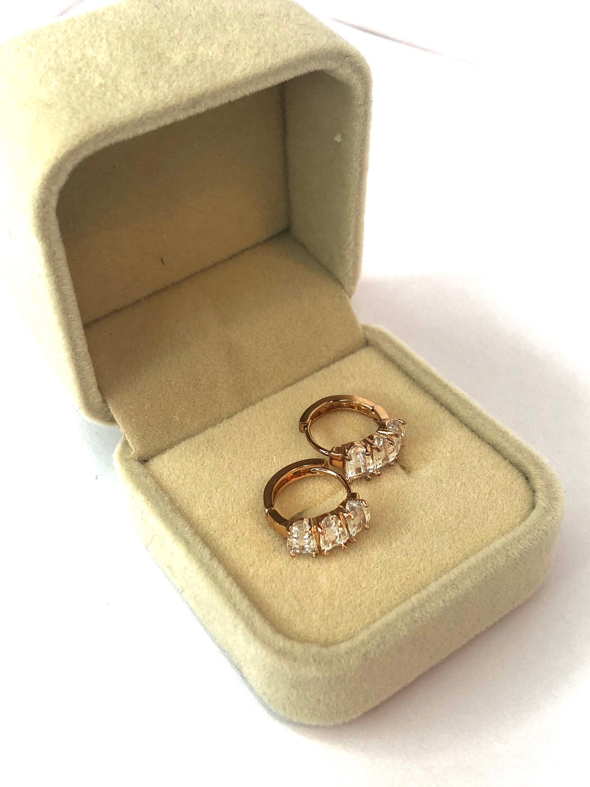 Rose Gold Crystal Hoops