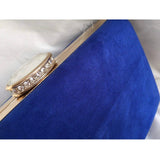 Royal Blue Velvet Diamond Buckle Clutch Bag