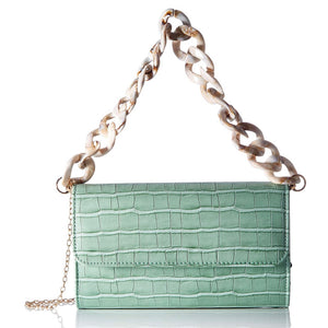 Green Croc Marble Chunky Chain Bag