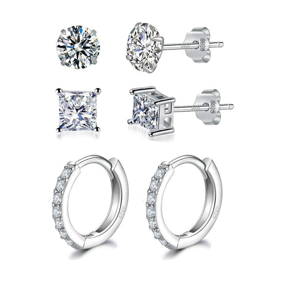 Silver Diamanté Earring Set (Sterling Sliver 925)