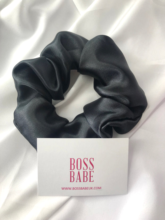 Black Satin Jumbo Scrunchie