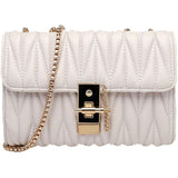 Cream PU Chain Boujee Shoulder Bag