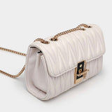 Cream PU Chain Boujee Shoulder Bag