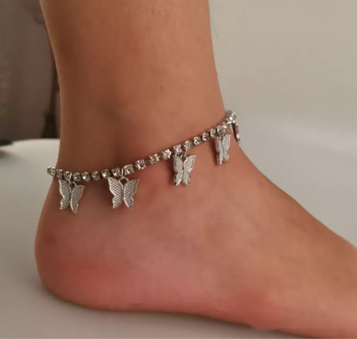 Butterfly diamond anklet discount