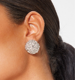 Silver Texture Circle Stud Earrings