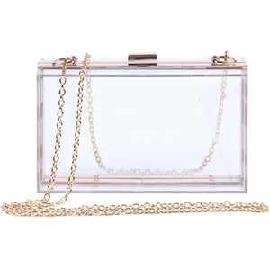 Clear Gold Chain Clutch Bag