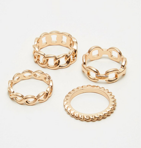 Gold Chain Multi Ring Set