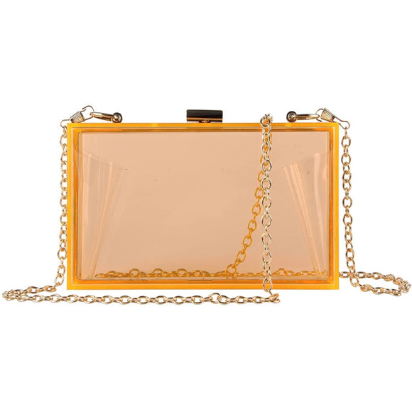 Orange Chain Clutch Bag