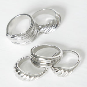 Silver Chunky Ring Set