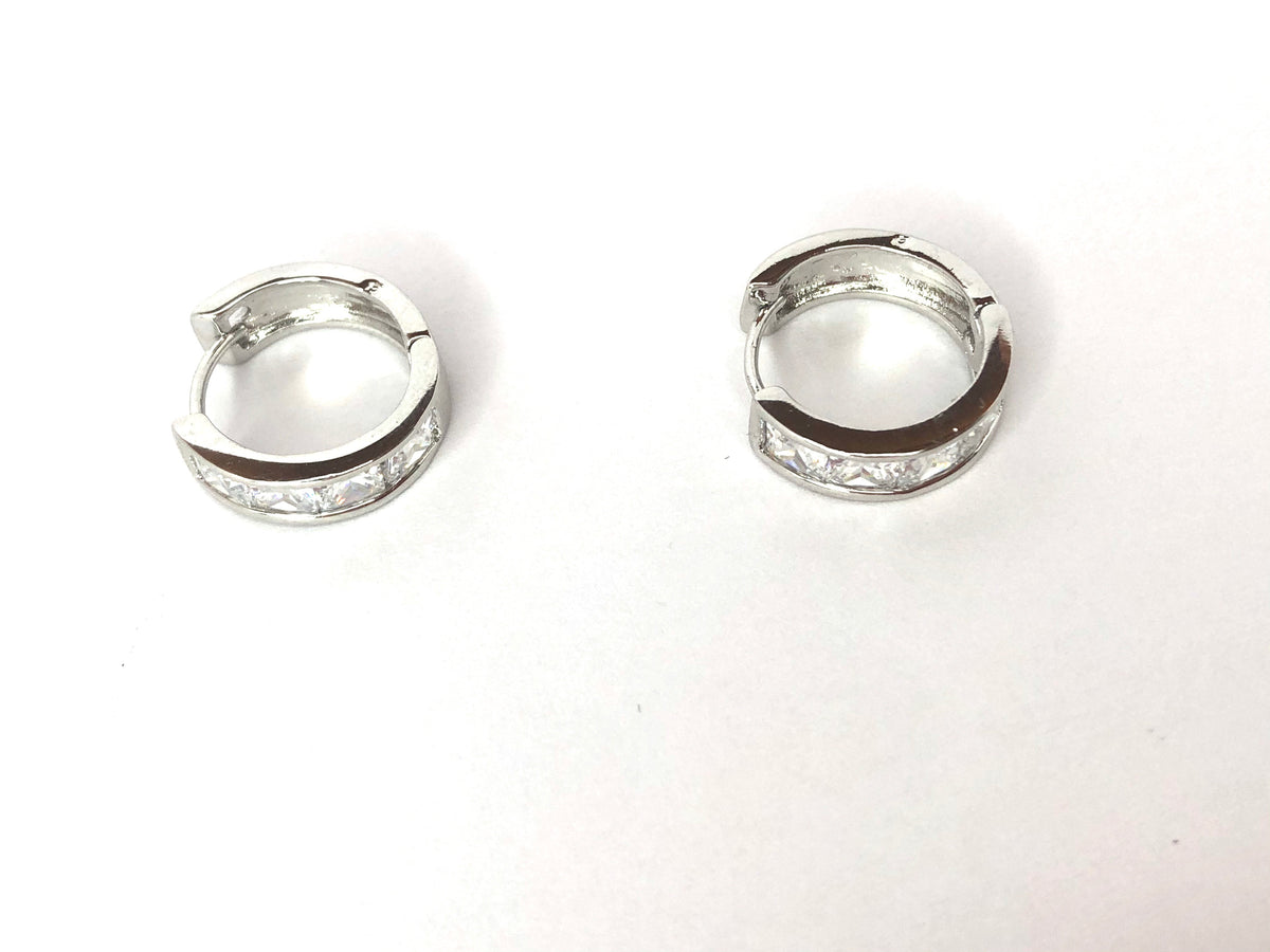 Silver Diamond Hoops
