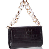 Black Croc Marble Chunky Chain Bag