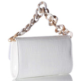 White Croc Marble Chunky Chain Bag
