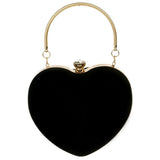 Black Velvet Heart Clutch Bag